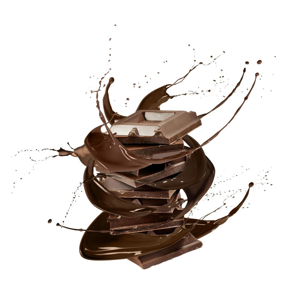 liquid chocolate with white background photo