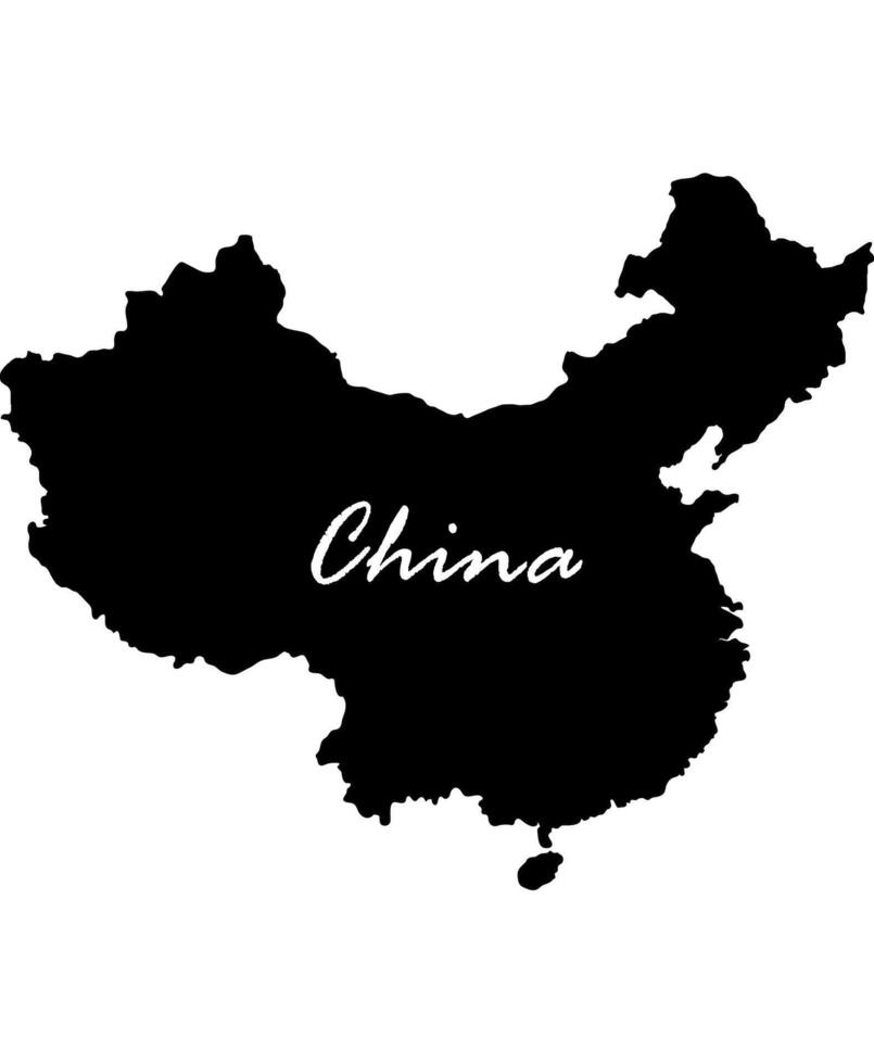 Black Silhouette of a China Country Map vector