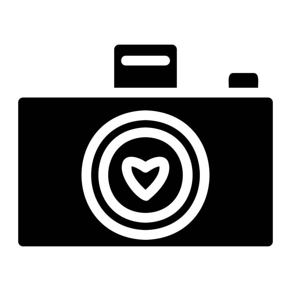 Camera with Heart Icon vector