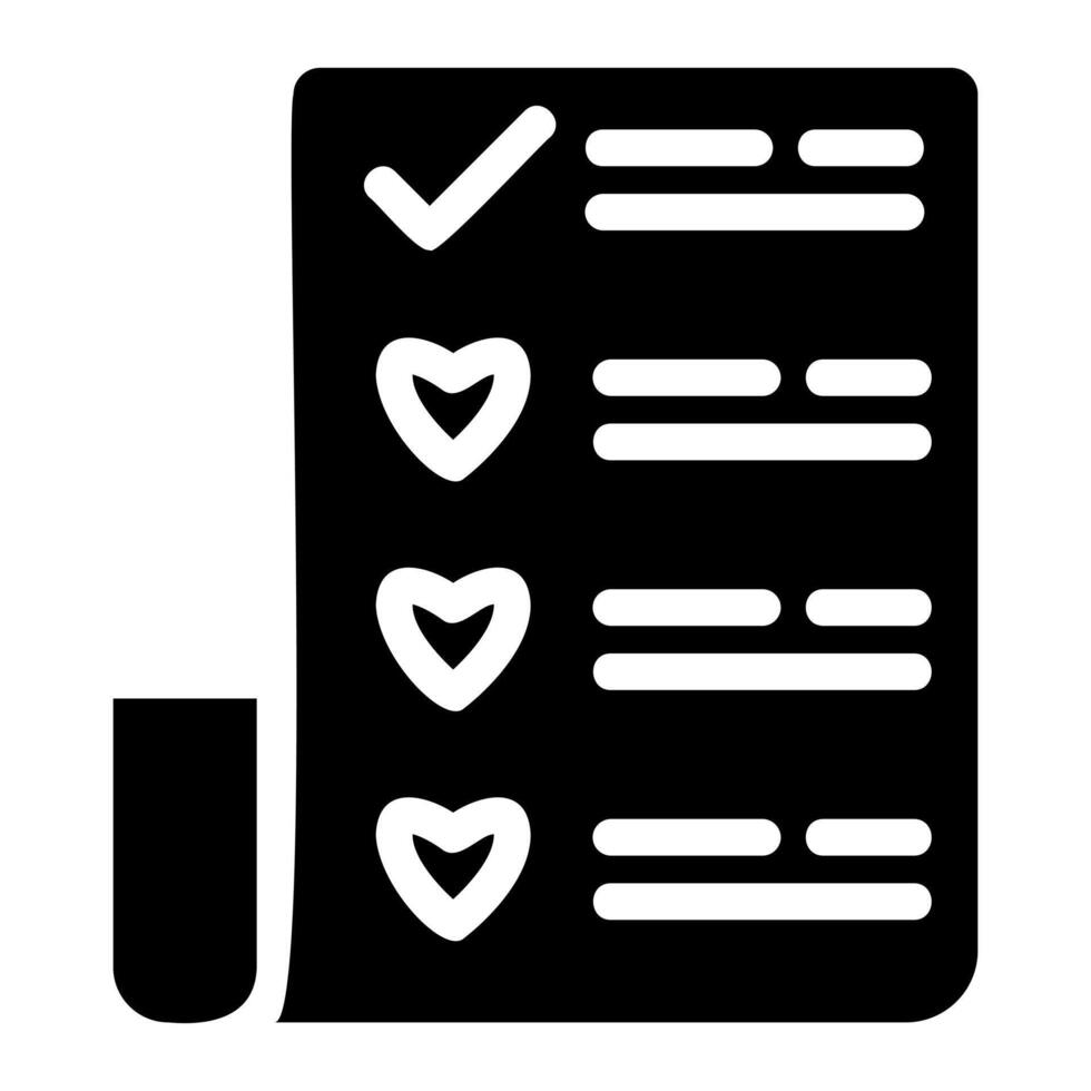 Checklist with Heart Icons vector