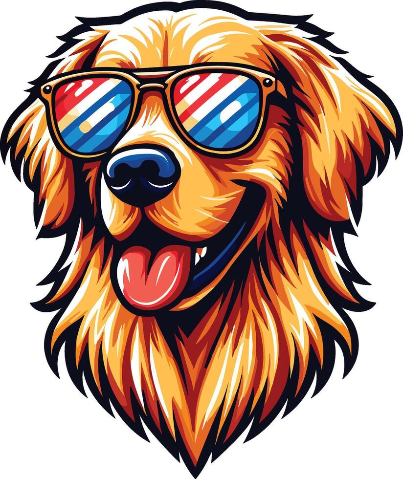 Beautiful Dog Illustration with USA Flag, Independence Day vector