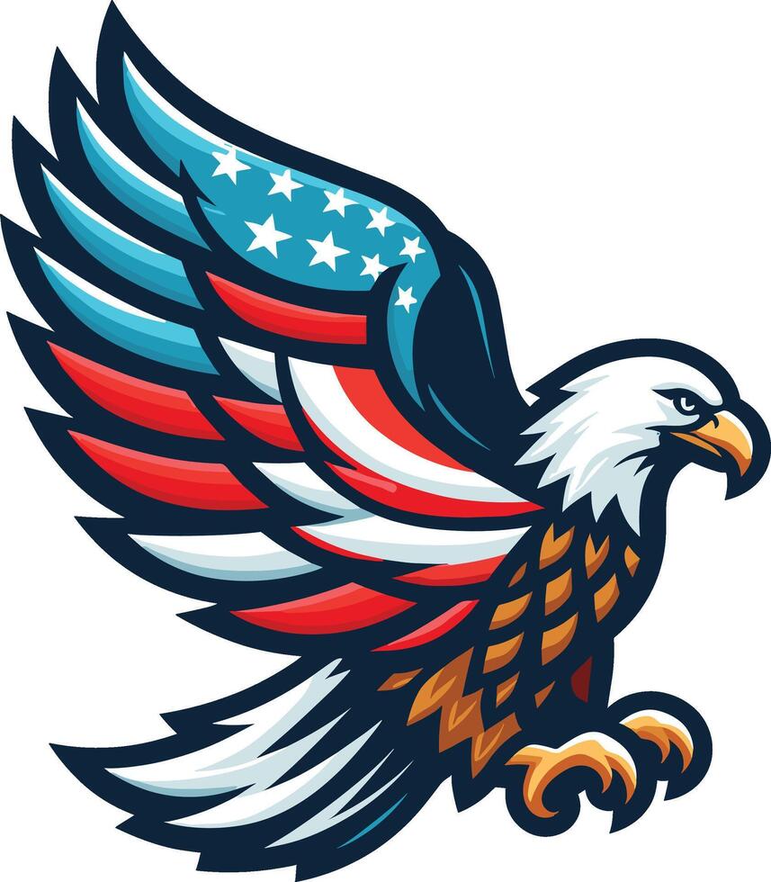 4th of july, Happy Independence day of America background with waving flag and Eagle vector