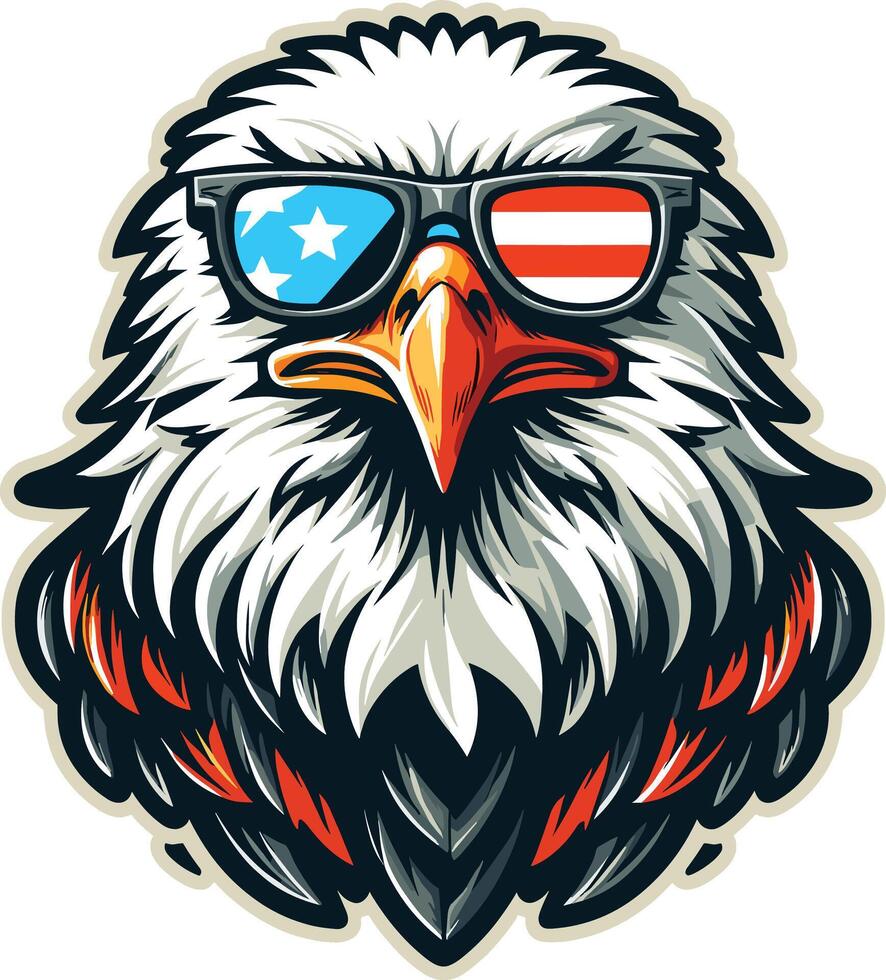 4th of july, Happy Independence day of America background with waving flag and Eagle vector