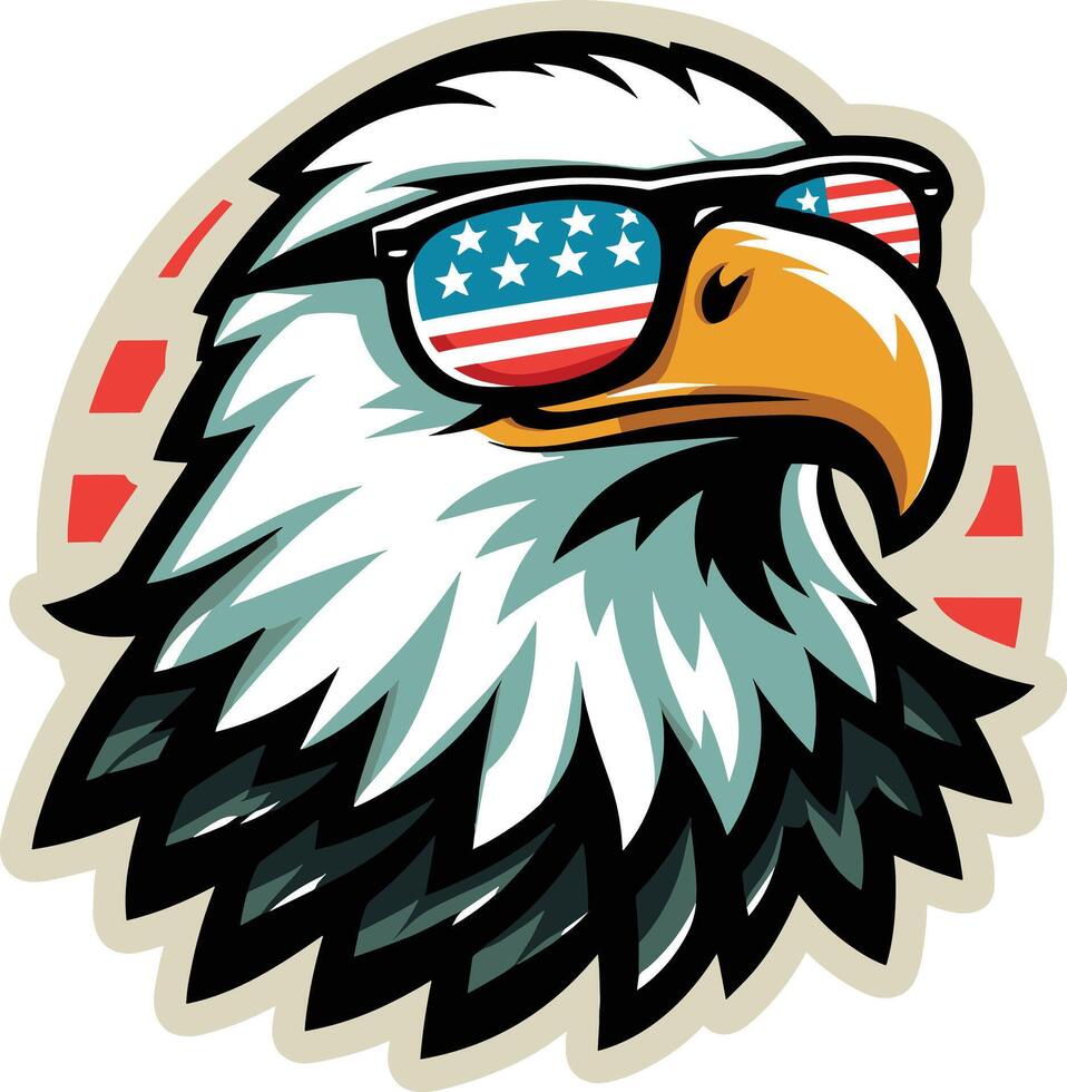 4th of july, Happy Independence day of America background with waving flag and Eagle vector