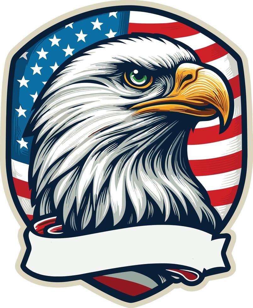 4th of july, Happy Independence day of America background with waving flag and Eagle vector