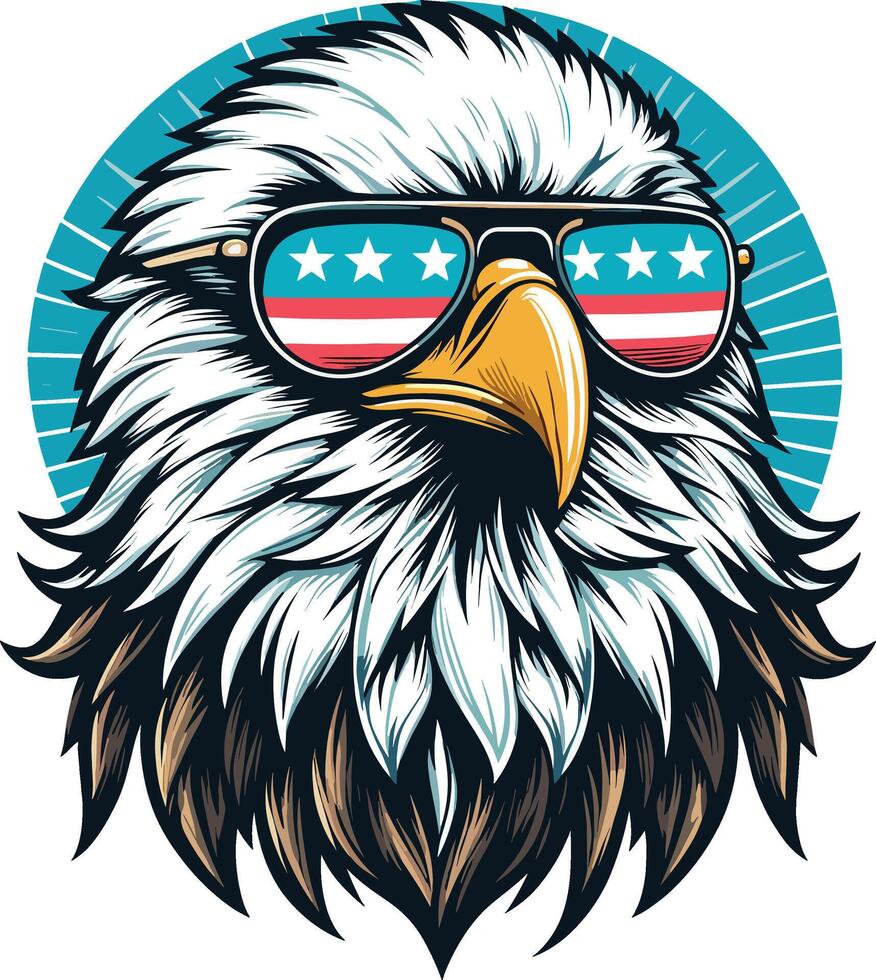 4th of july, Happy Independence day of America background with waving flag and Eagle vector