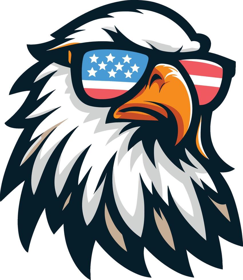 4th of july, Happy Independence day of America background with waving flag and Eagle vector