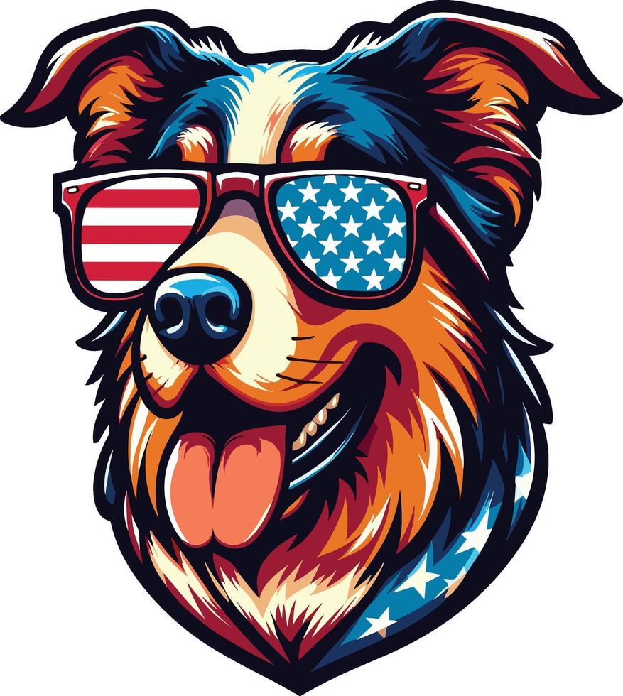 Beautiful Dog Illustration with USA Flag, Independence Day vector
