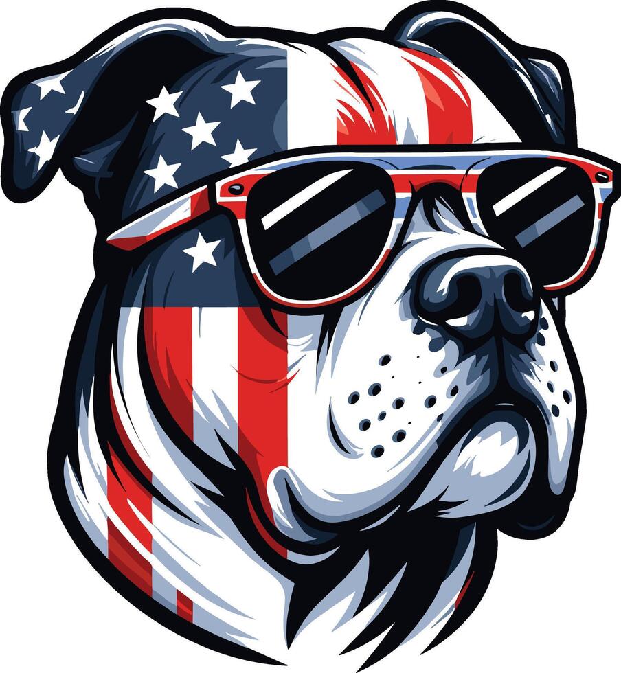 Beautiful Dog Illustration with USA Flag, Independence Day vector