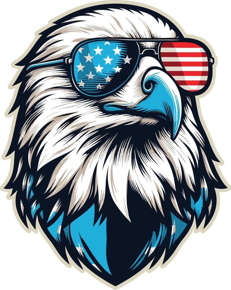 4th of july, Happy Independence day of America background with waving flag and Eagle vector