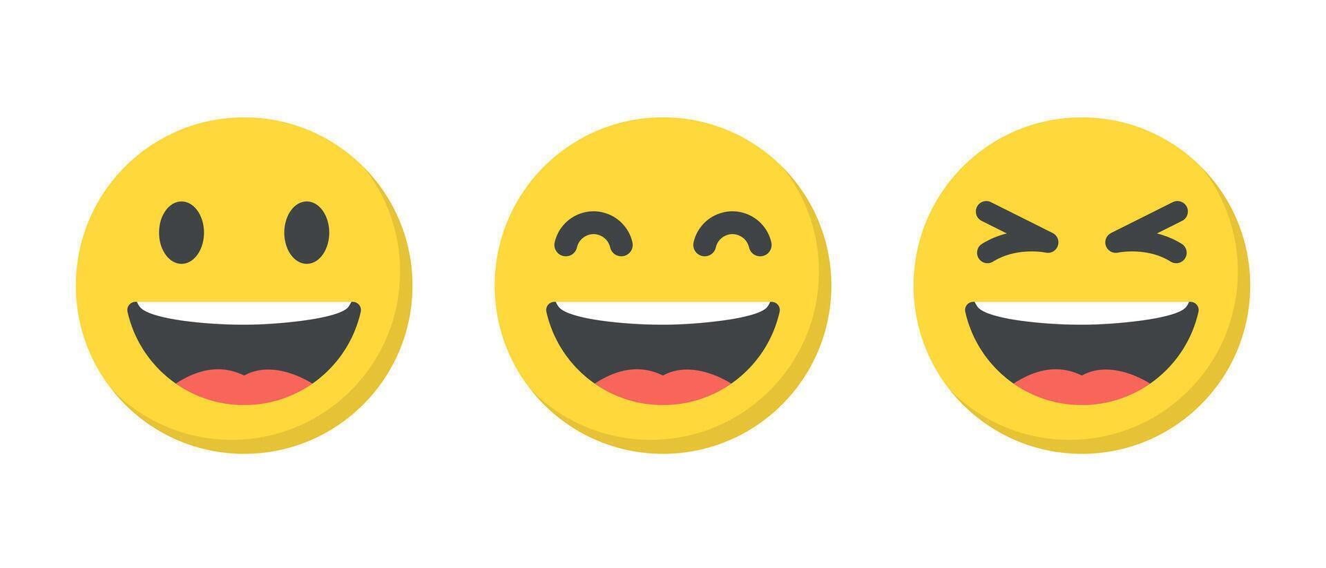 Laughing face emoji icon in flat design. Laugh, LOL facial emoticon concept vector