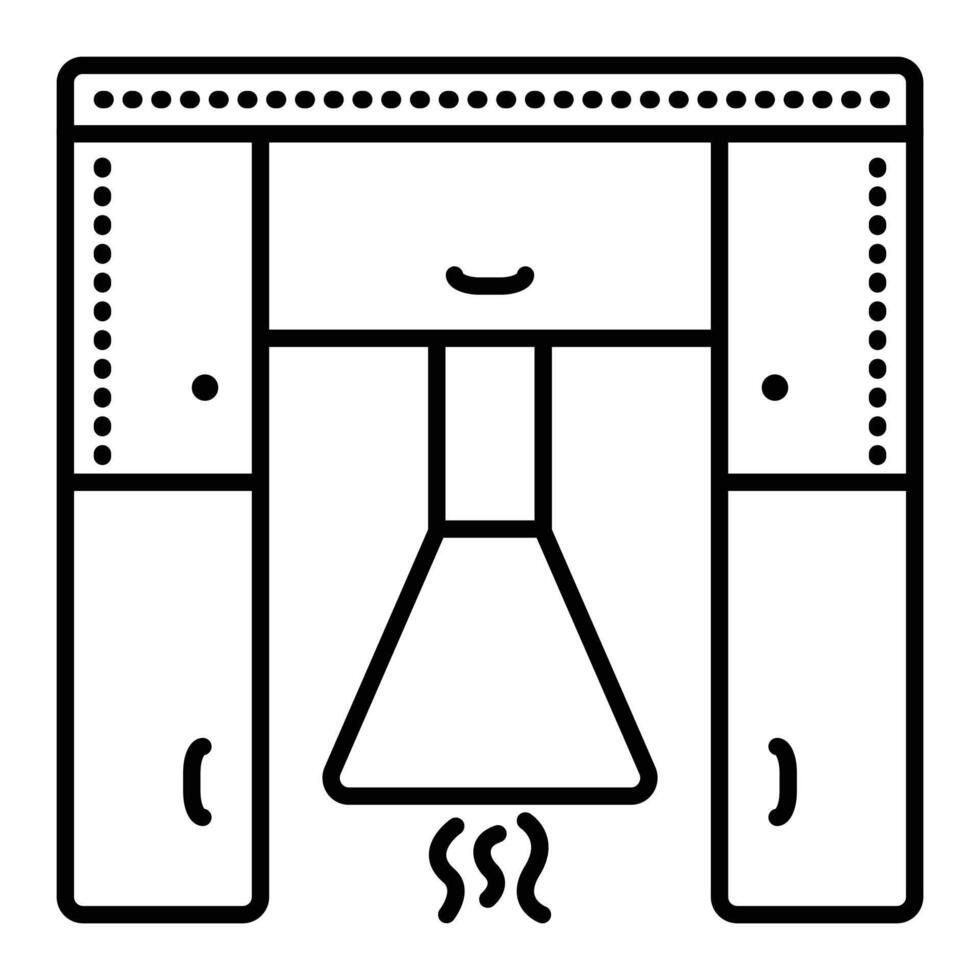 Hood and kitchen cabinets, black line icon, outline monochrome sign, editable stroke, pixel perfect vector