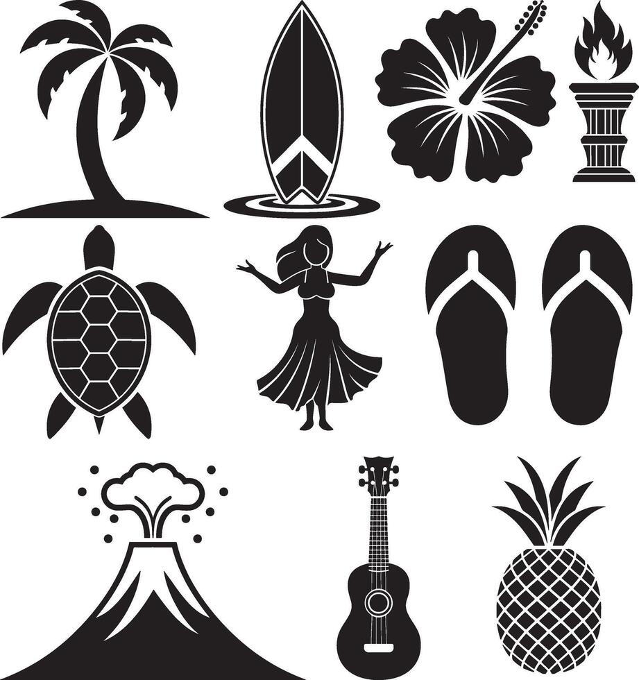 Hawaii silhouette collection vector