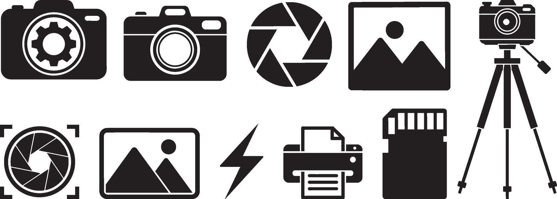 camera and photograph silhouette collection vector