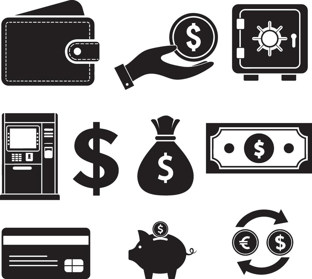 silhouette collection of money vector