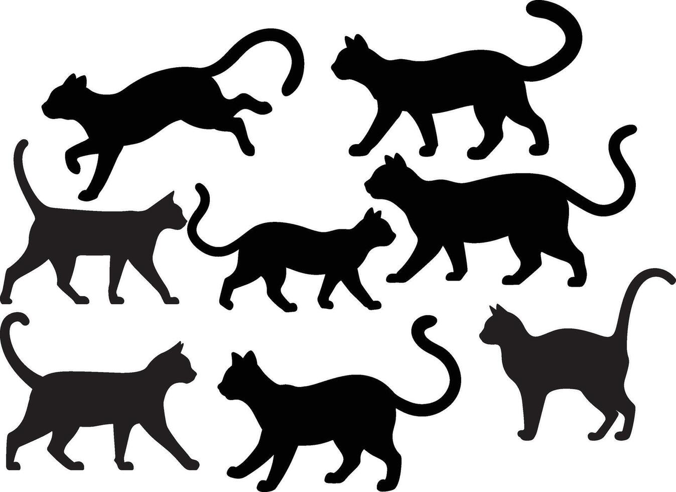 silhouettes of cats vector