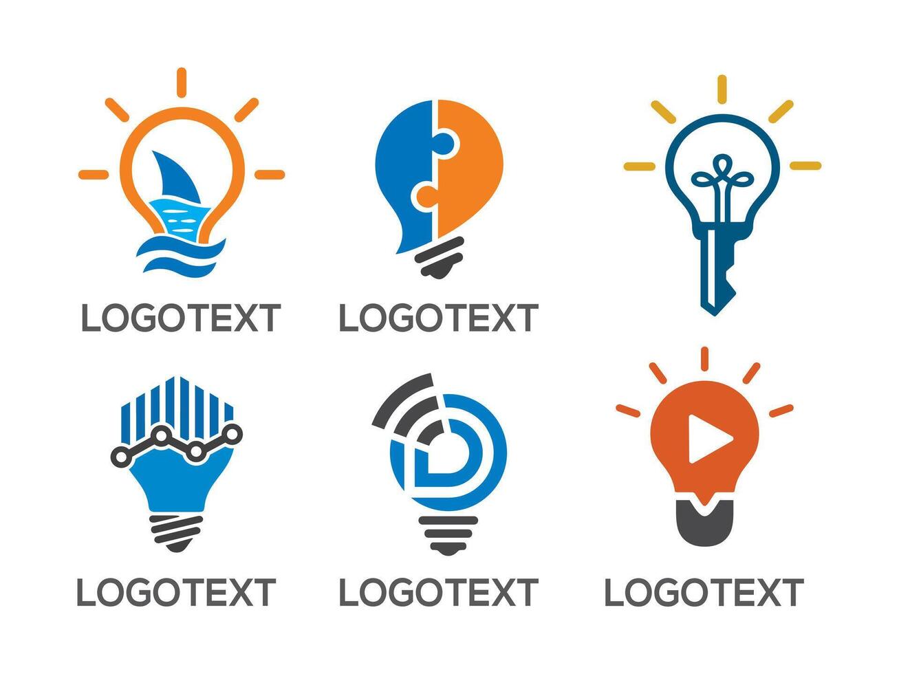 Creative Modern Bulb logo design set vector