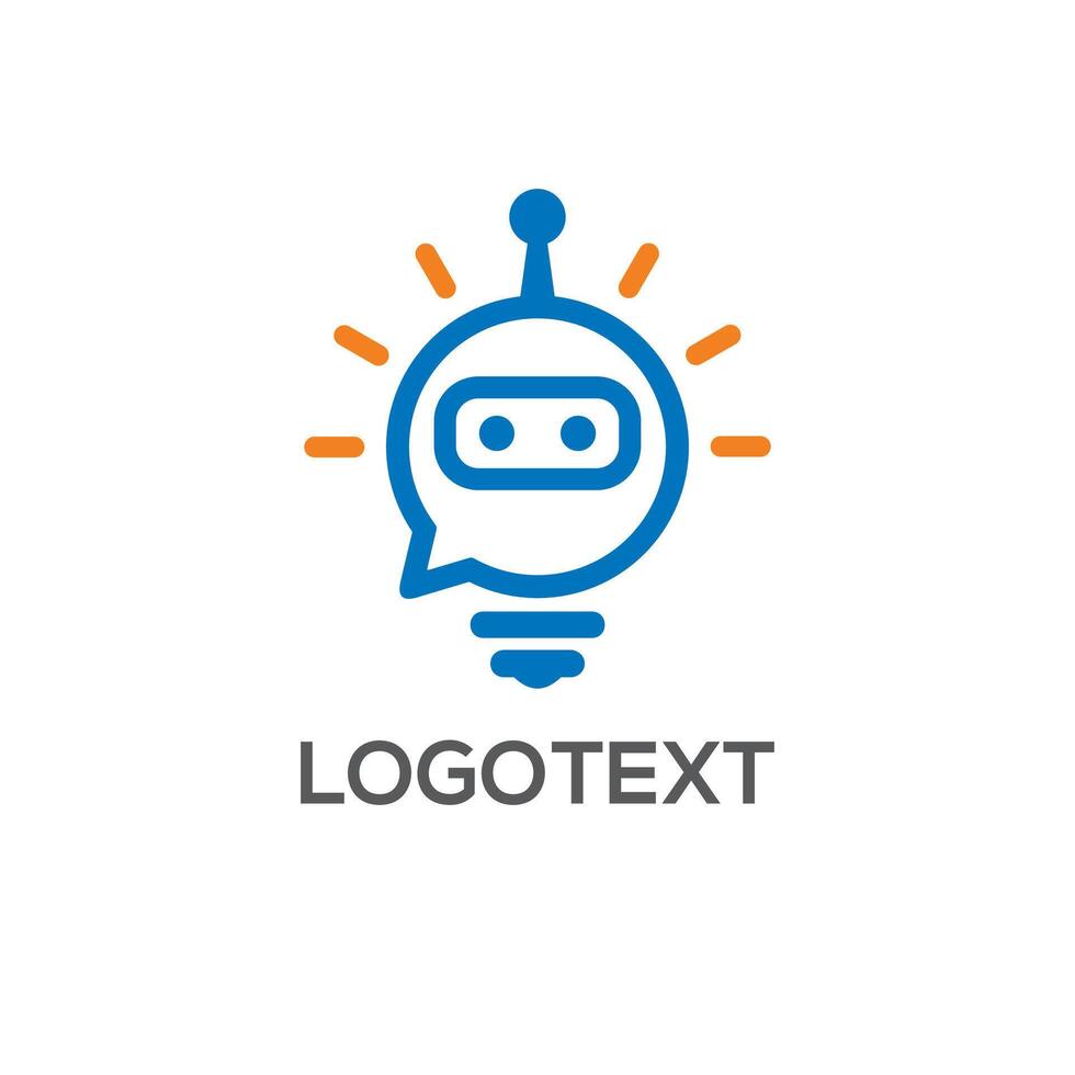 Chat Bot bulb logo design vector
