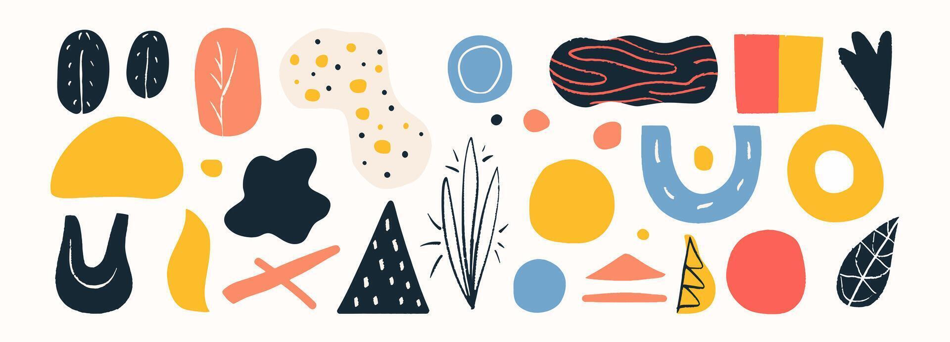 Set of abstract organic shape. hand drawn doodle art. blob vector