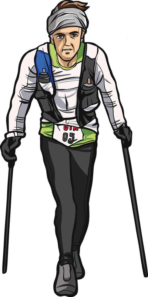 man trekking walk action illustration vector