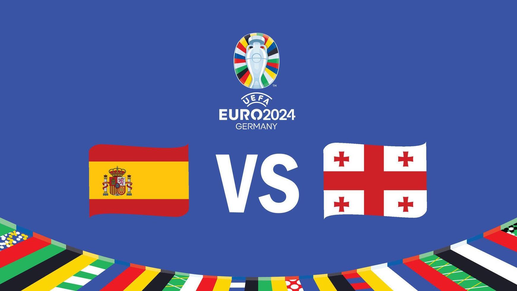 Spain And Georgia Match Emblem Ribbon Euro 2024 Teams Design With Official Symbol Logo Abstract Countries European Football Illustration vector