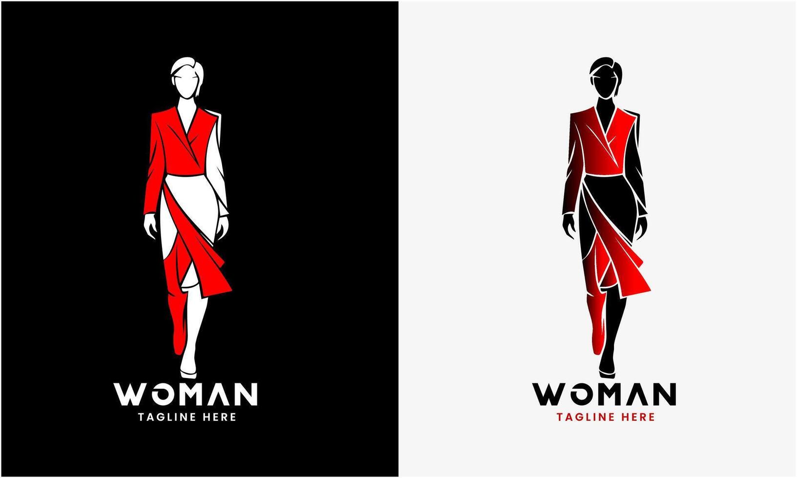 Ladies dress fashion, ladies garments, female styles elegant logo graphic icon modern minimalist sample idea vector