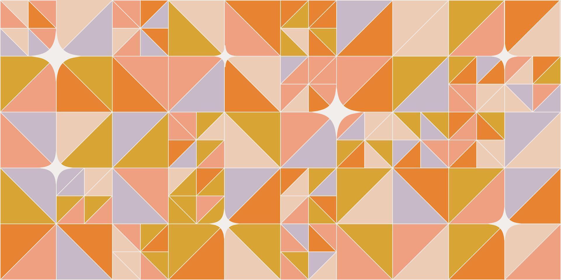 Retro abstract geometric pattern. Colorful block, pastel nude colors. Mosaic shapes background vector
