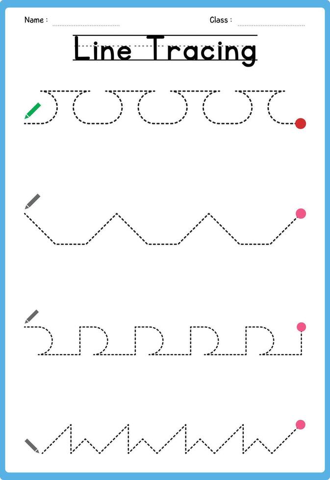 Line tracing Handwriting practice for kids vector
