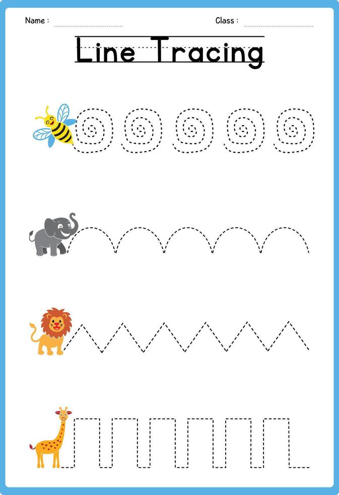 Line tracing Handwriting practice for kids vector