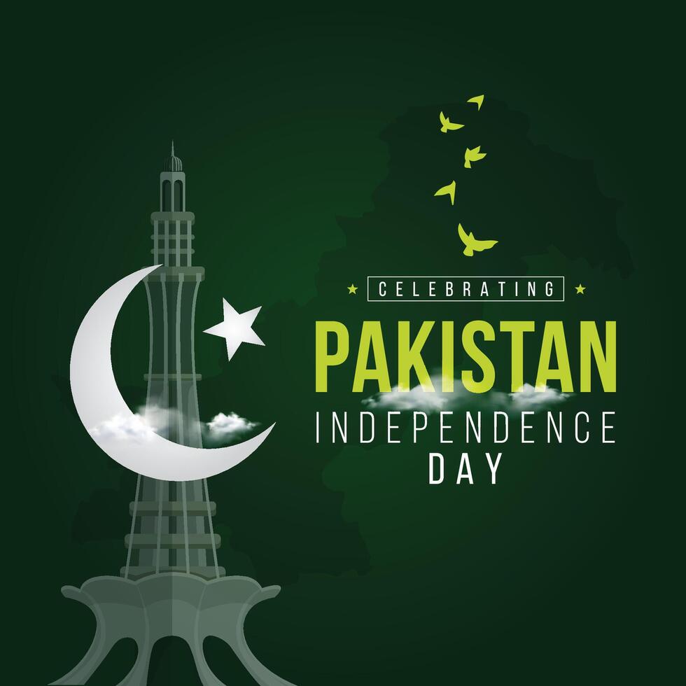 14th August Pakistan Independence Day. Independence Day Celebrations Design Template. Social Media Post. Illustration vector