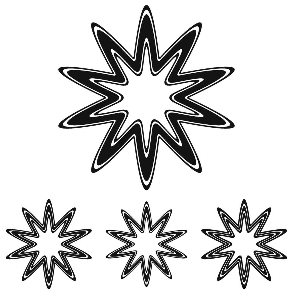 Black line star logo design set vector