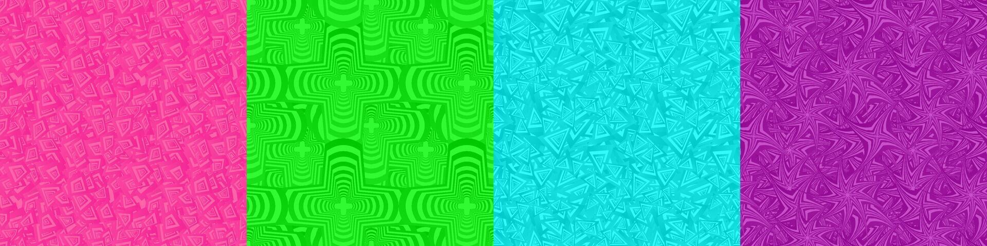 Seamless geometric pattern background set vector
