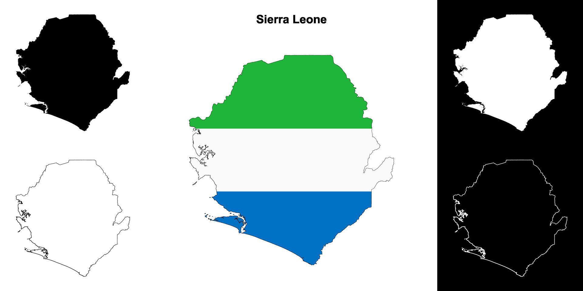 Sierra Leone blank outline map set vector