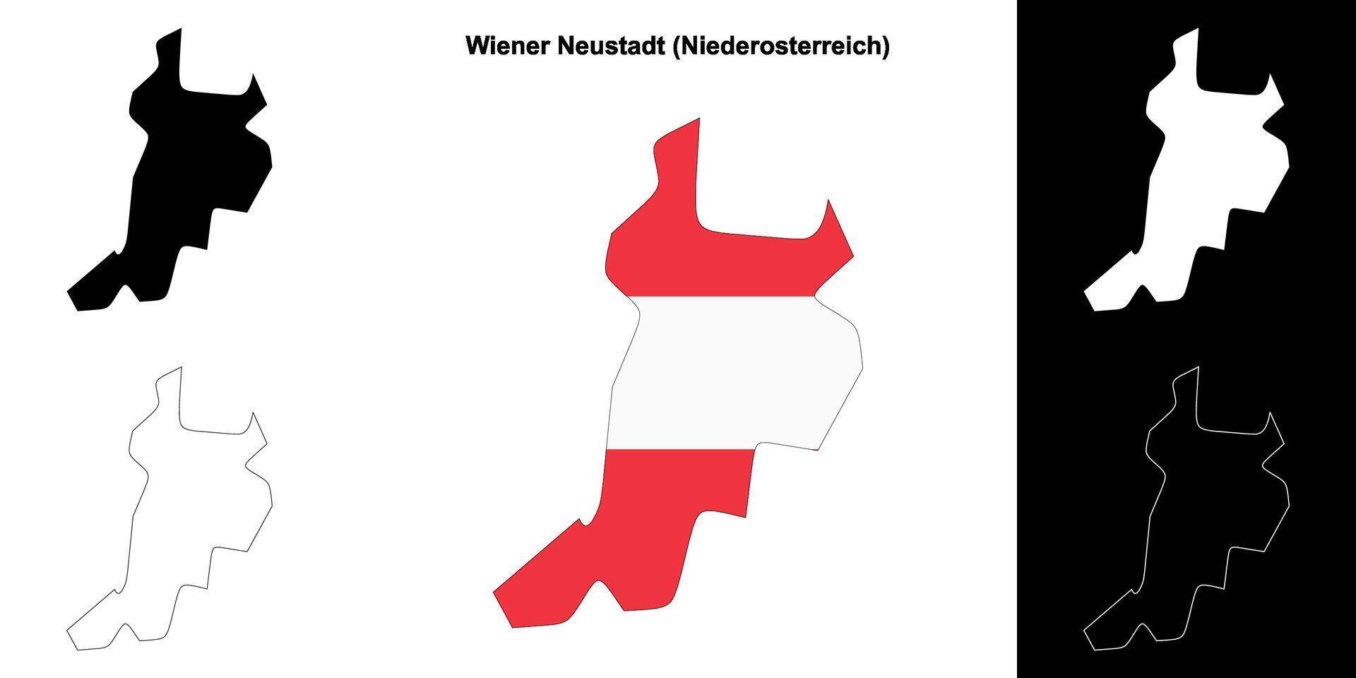 Wiener Neustadt blank outline map set vector