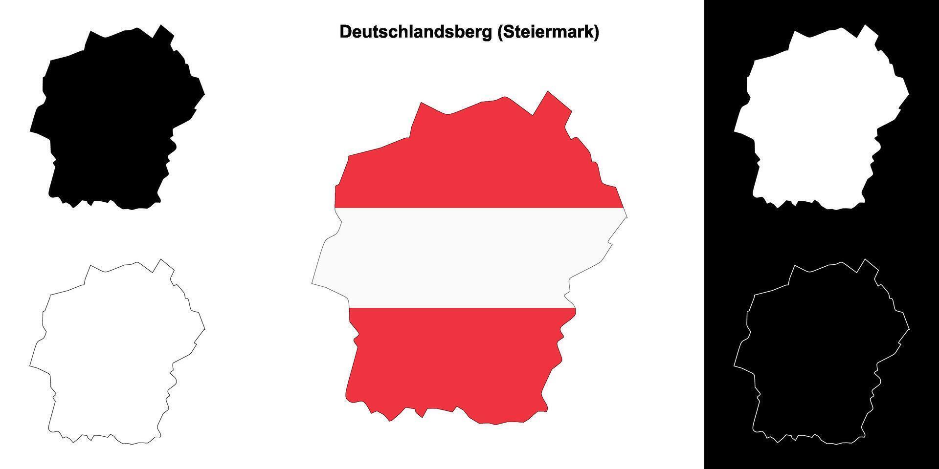 Deutschlandsberg blank outline map set vector