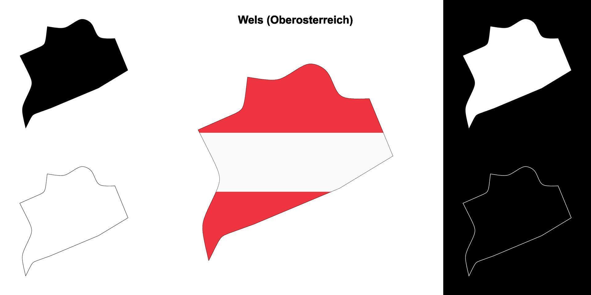 Wels blank outline map set vector