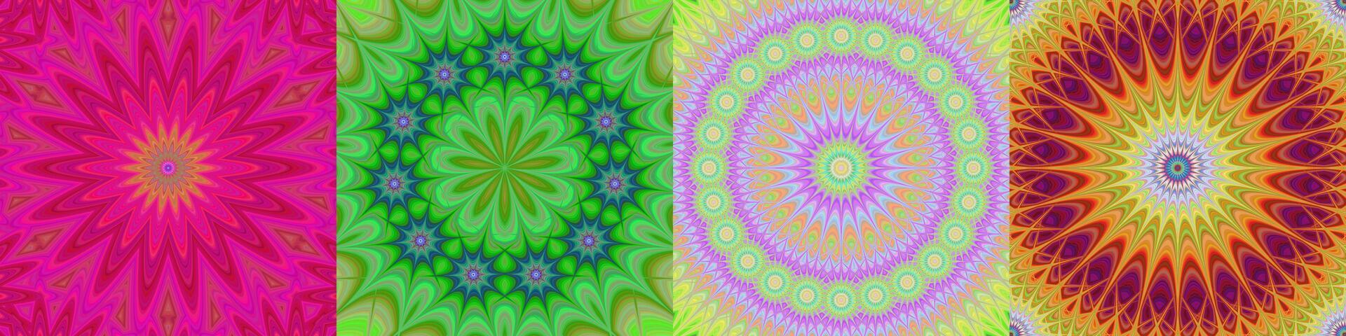 Circular digital art pattern background set vector