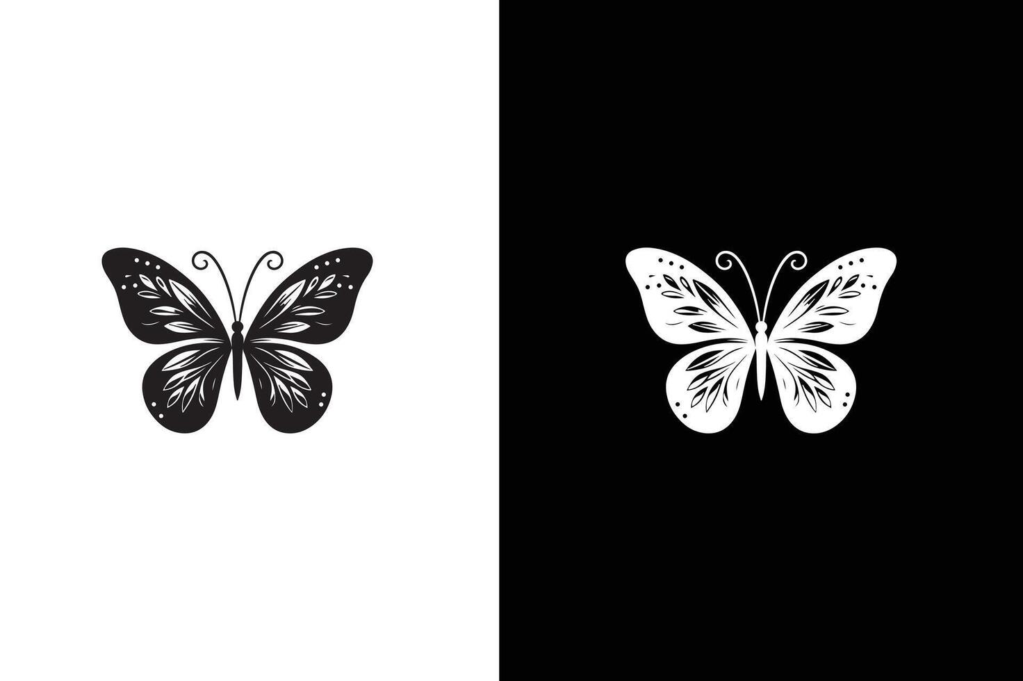 black and white butterfly icon silhouette vector