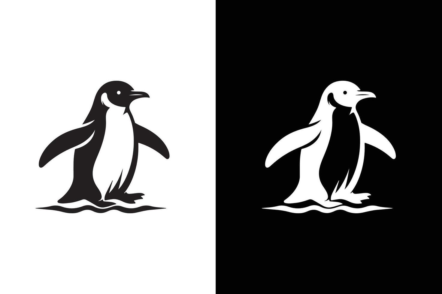 Penguin Icon on black white Background. Simple Illustration vector