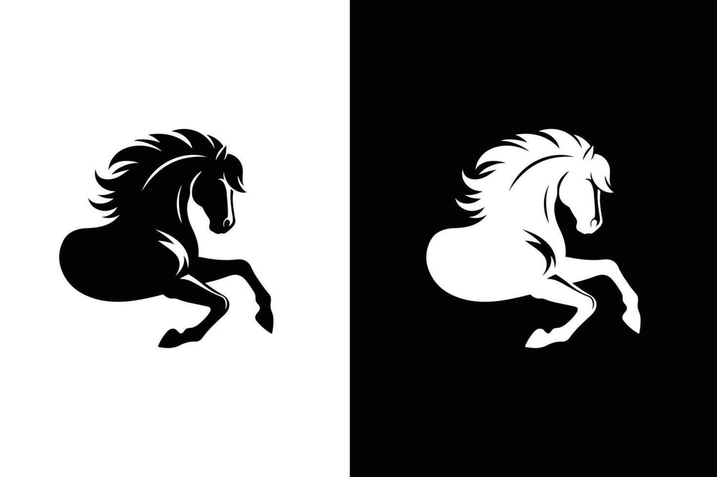 Horse silhouette animal set isolated on white black background. vector
