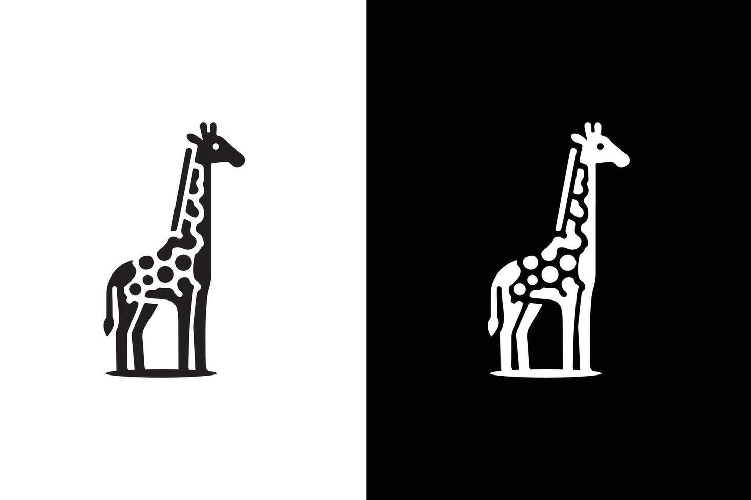 Giraffe icon silhouette in flat black color isolated on white background. vector