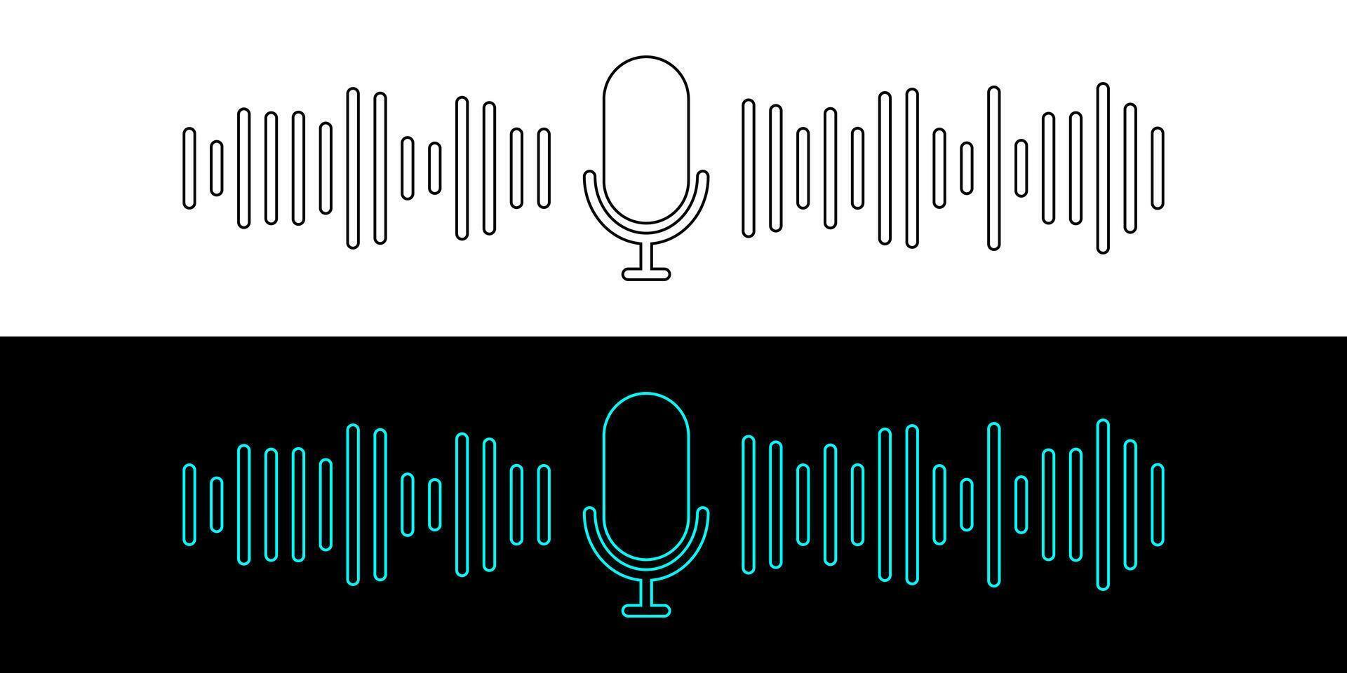 Sound wave icon, podcast player interface, music symbol, sound wave. Microphone sound wave. vector
