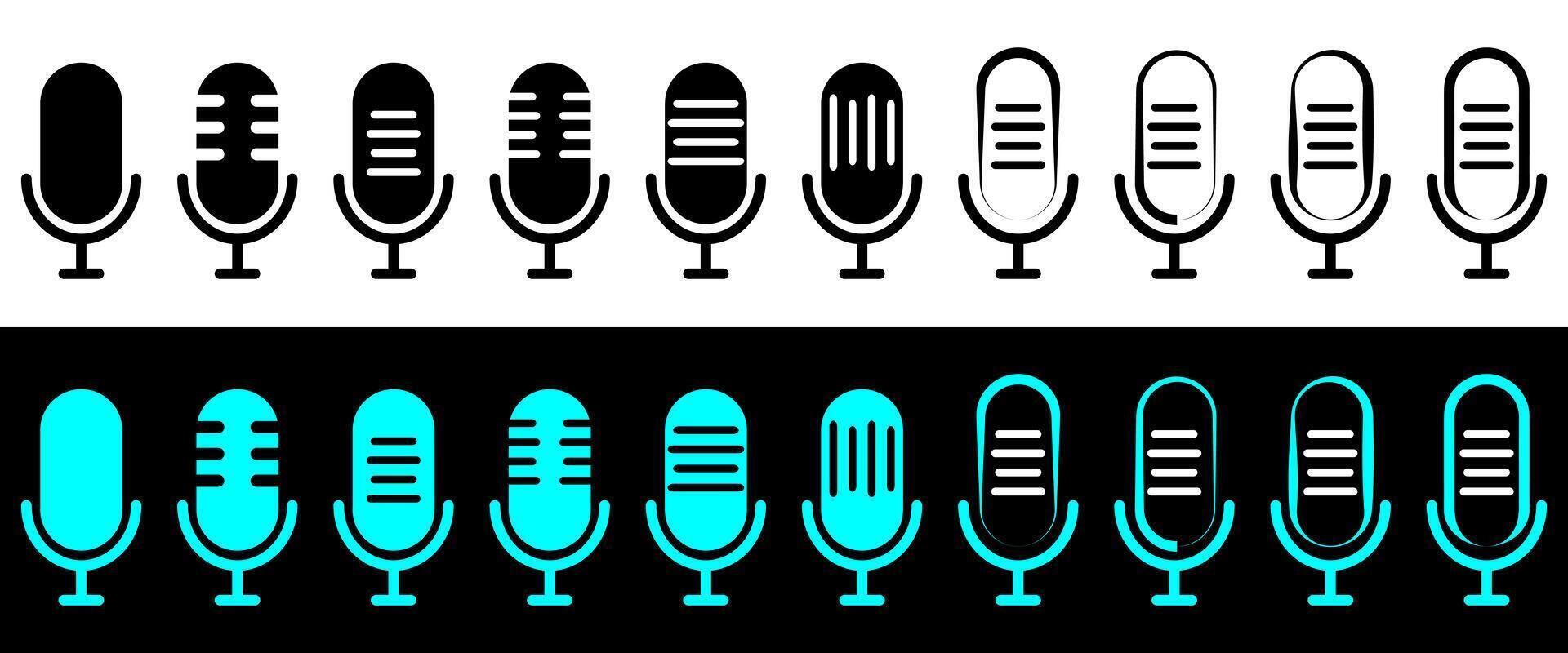Sound icon, podcast player interface, music symbol, sound sign symbol. Microphone icon. vector