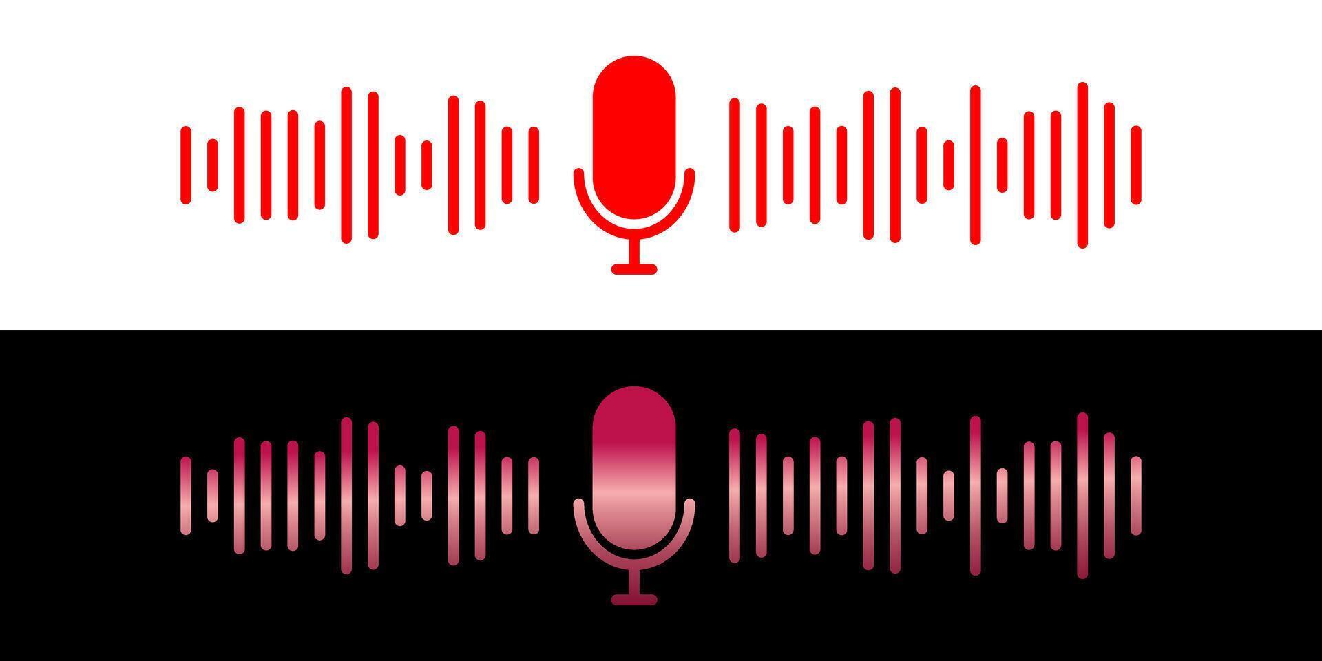 Sound wave icon, podcast player interface, music symbol, sound wave. Microphone sound wave. vector