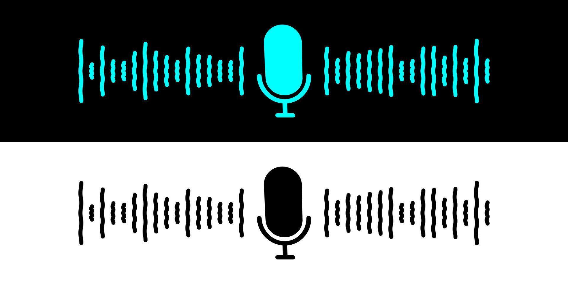 Sound wave icon, podcast player interface, music symbol, sound wave. Microphone sound wave. vector