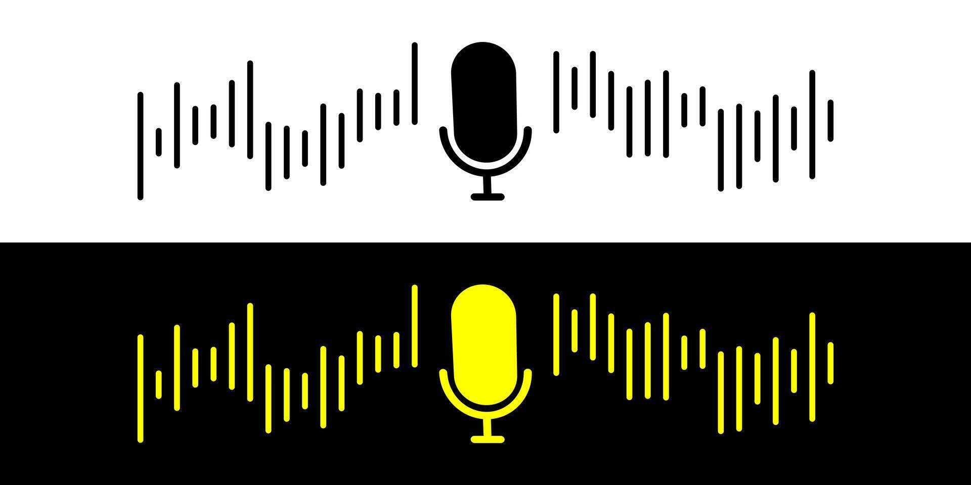 Sound wave icon, podcast player interface, music symbol, sound wave. Microphone sound wave. vector