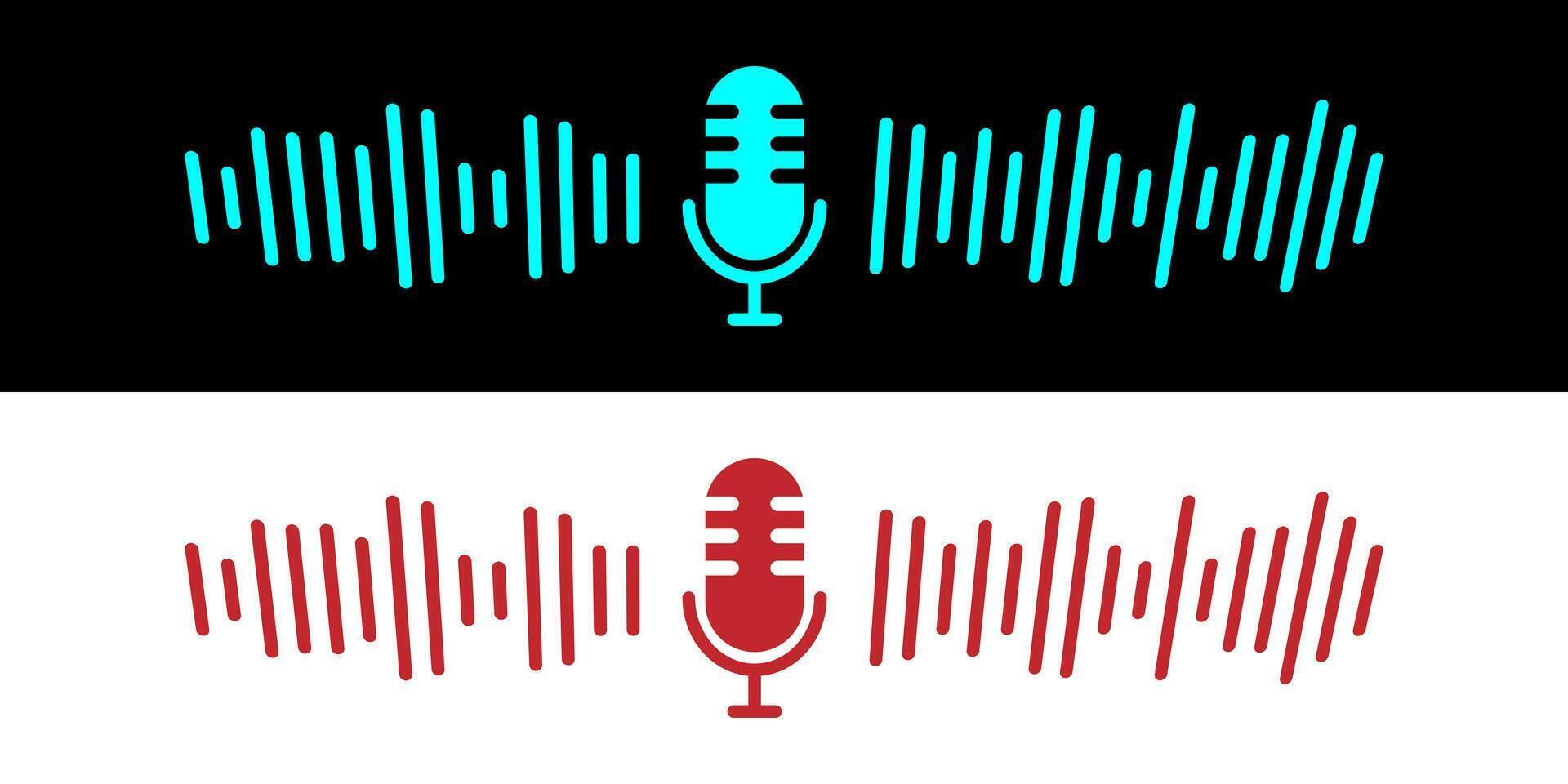 Sound wave icon, podcast player interface, music symbol, sound wave. Microphone sound wave. vector
