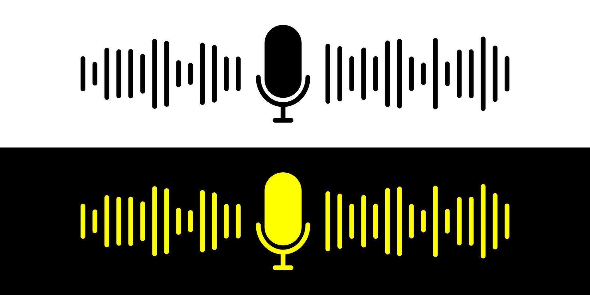 Sound wave icon, podcast player interface, music symbol, sound wave. Microphone sound wave. vector