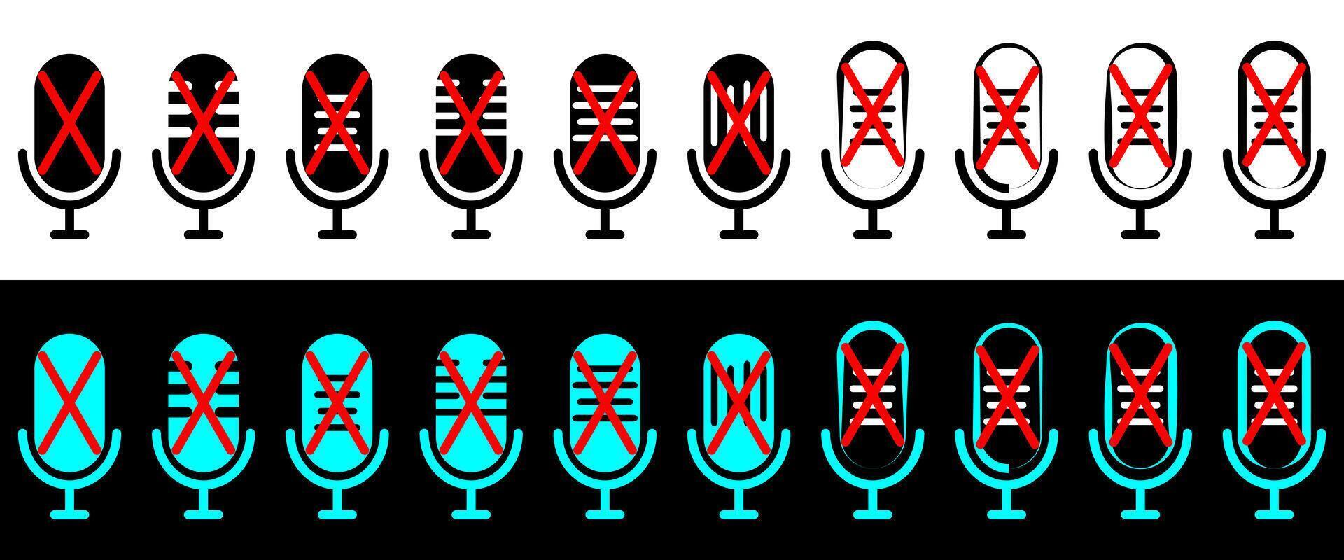 Mute Microphone icon. Mic icon muted. Muted sound symbol. vector