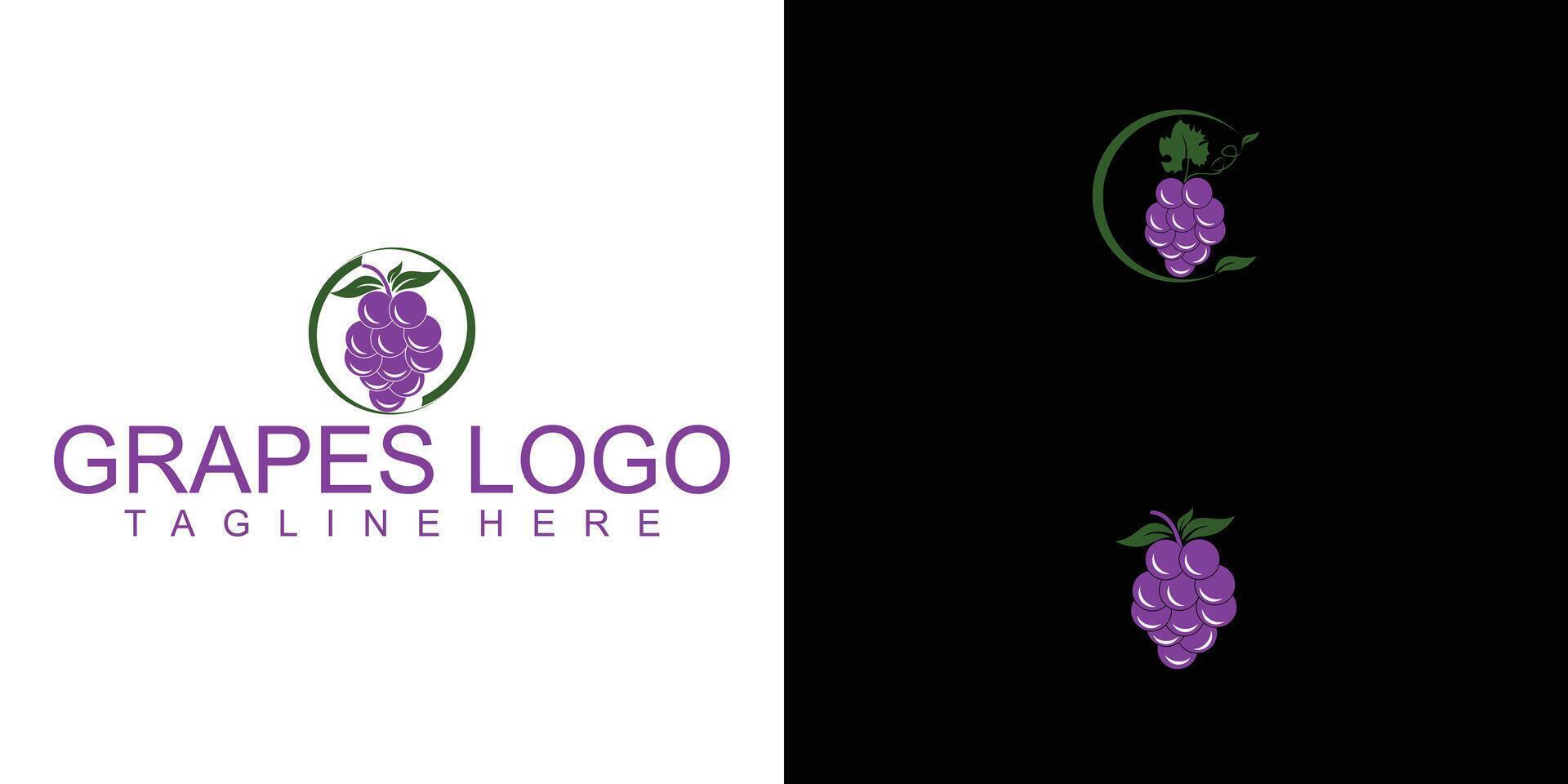 Simple grapes logo design with minimalis concept premium vector